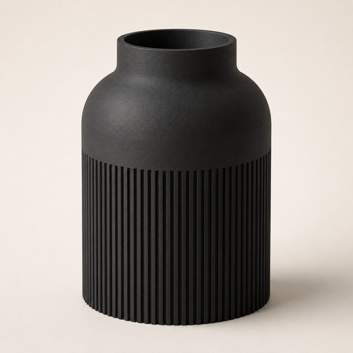Ribbed japandi vase smooth - ribbed,