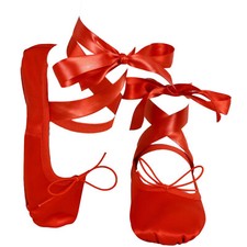 Satin Ballet Shoes with ribbons Ballet Dance shoes Split sole For Kids Adults