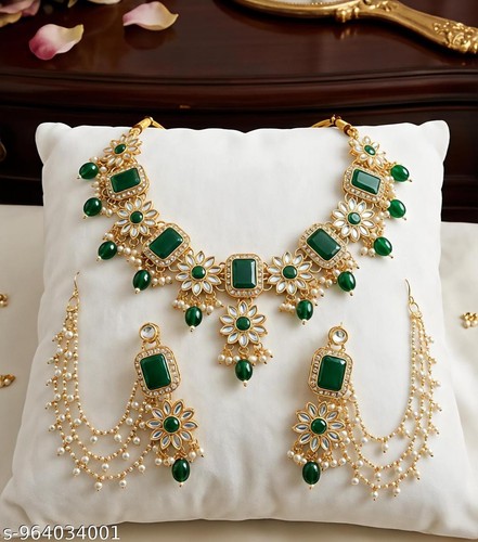 Indian gold green kundan - indian,