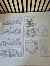 7 Piece Embroidery Water Solible Stick And Stitch Patterns