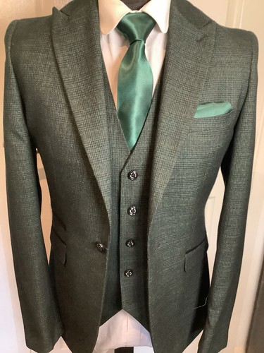 Mens three piece suit emerald - mens,