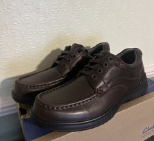 CLARKS Men’s KEELER WALK Brown Leather Lace Up Shoes UK 7 H Wide Fit EU 41