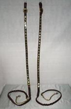 Matching Pair Of Antique Leather & Brass Shire Horse Lead Reins By E.G Taylor