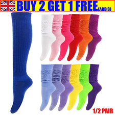 1/2Pairs Women Slouch Socks Cotton Scrunch Knee High Extra Long Heavy Socks UK