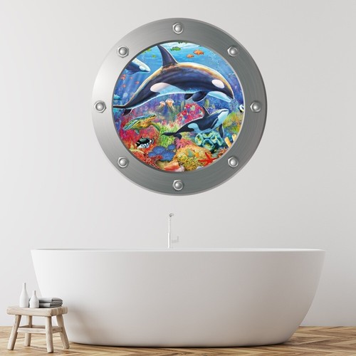 Whale orca porthole wall - whale,