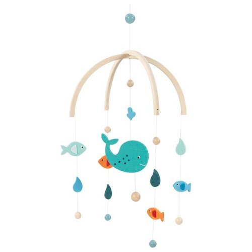 Wooden felt whale mobile - whale,