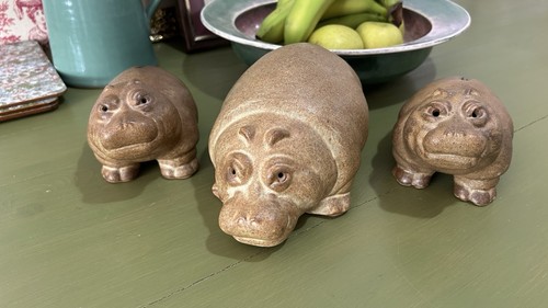 Studio pottery hippo family - studio,