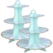 2pcs Disposable Three-tier Paper Cake Stand Disposable Cupcake Dessert Stand
