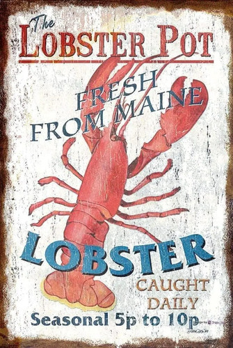 Retro tin metal - tin, lobster