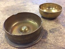 2 WW1 Vintage Brass Trench Art Shell Case Ashtrays France Belgium 1914,21/2/1918
