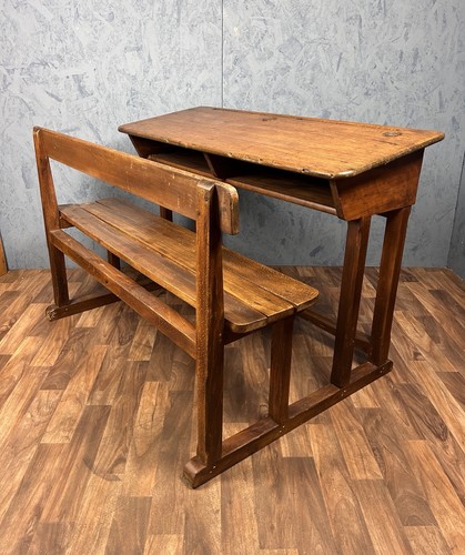 Vintage double school desk - school,