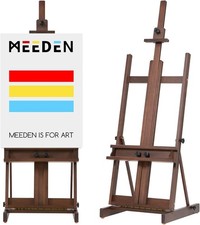 MEEDEN Large H-Frame Beechwood Easel – Adjustable Heavy-Duty Artist Brown 