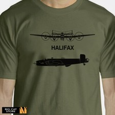 AeroArt - WW2 Halifax Aircraft Silhouette Artwork Design T-Shirt