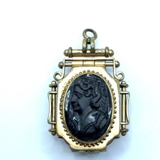 Rare Antique Jet Cameo/Moss