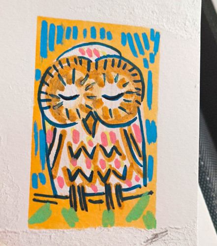 Aceo wise owl original - owl",