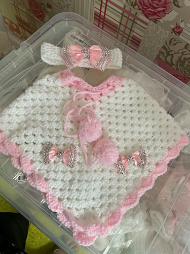 Baby girl white pink crochet - baby,