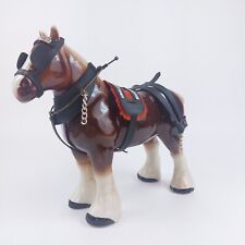 Vintage Porcelain Horse Figurine - 23cm Leather Harness, Detailed Collectible