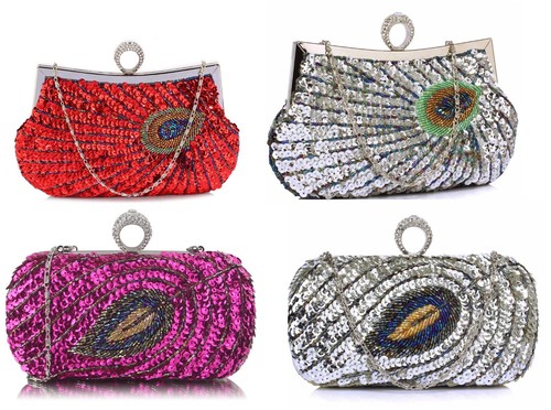 Peacock feather design clutch - peacock,