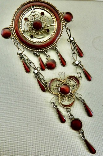 Brooch 930 silver enamel - brooch, 930/-silver