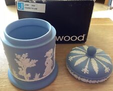 Brand new Jasperware Wedgewood cigarette/trinket jar. Blue & white. Still in box