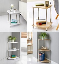 Small 2/3 Tier Oak Finish Side Table with Shelf Office Bedroom Coffee End Table