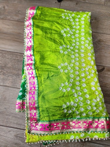 Indian silk bandhani dupatta - ,
