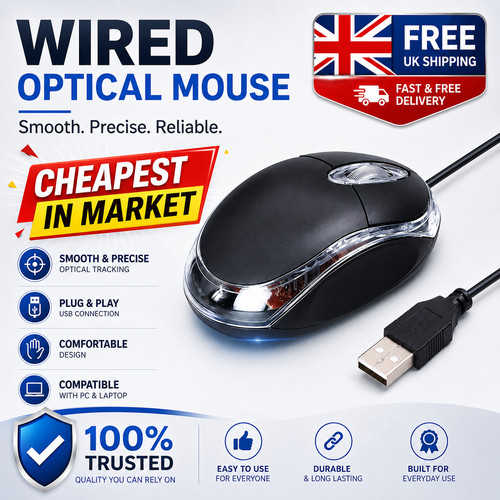 Wired usb optical mouse - usb, for