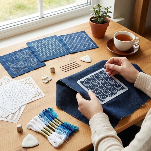 Sashiko stencil kit 45pcs - sashiko,