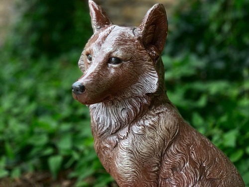 Vintage fox figurine concrete - figurine,