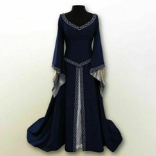 Medieval Renaissance Women's Vintage Gown Dress Halloween Party Costume Cosplay