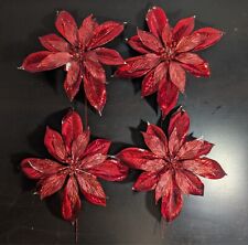 4x New with Tags Seconds Floral Pick Poinsettia Pick Metallic Red