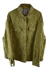 Collusion Womans Collared Snake Skin Pattern Poly long Sleeve Shirt Size 8