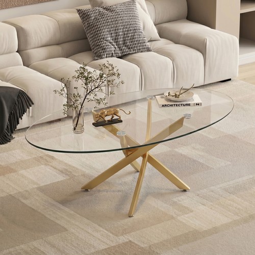 Oval glass coffee table - oval,