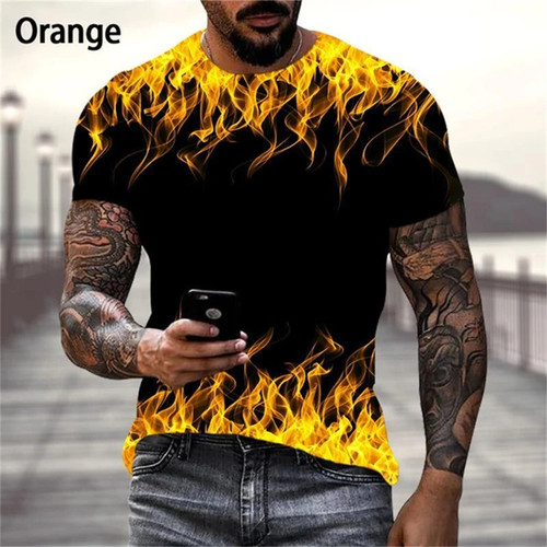 Flame print shirt unisex - flame,