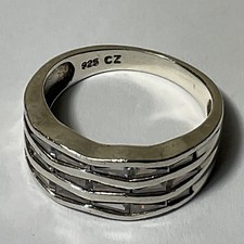 925 CZ Sterling Silver Cubic Zirconia Dress Ring, UK Size N