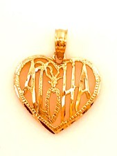 14K Solid Rose Gold Hawaiian Palm Tree Pineapple 18 mm Aloha Heart Pendant.C553