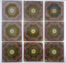 Set of 9 Antique Fireplace Tiles Print & Tint Gothic Design by Wedgwood C1885