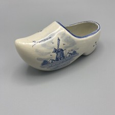 Vintage Dutch Delft China Clog Blue/White Brunssum Windmill Delftware 14cm