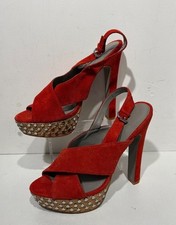 KURT GEIGER Orange Suede Studded Platform High Heels Shoes EU41 UK8 - CG N28