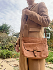 Fatface Cognac Tan Satchel Messenger Buttersoft Crossbody Genuine Leather Bag