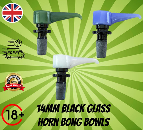 14mm black glass - 14mm, horn