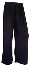 New Womens Plus Size Plain Palazzo Wide Leg Flared Ladies Trousers Pants UK 8-26