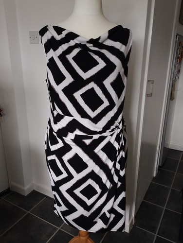 Ladies black white dress - ladies,