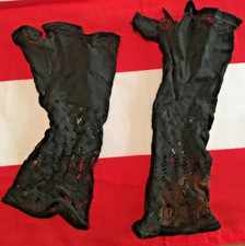 Antique period Victorian lace gauntlet fingerless gloves