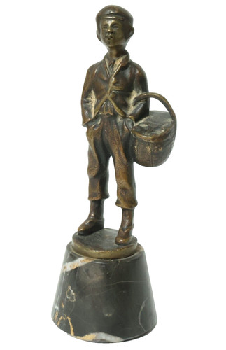 Old bronze figure boy - old,