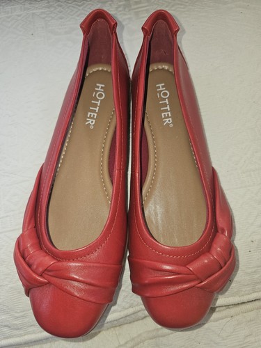 Hotter ladies red - flat, leather