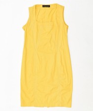 DIVA TREND Womens Sleeveless Sheath Dress UK 12 Medium Yellow Vintage LR02