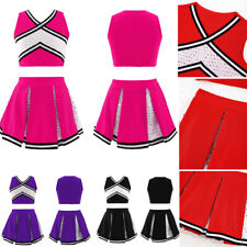 UK Girls Cheerleading Outfits Sleeveless V-Neck Top with Sparkling Sequins Skirt