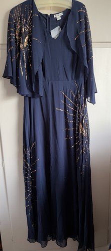 Navy sequin cape dress - navy,