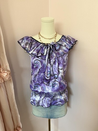Y2k purple abstract ruffle - y2k,